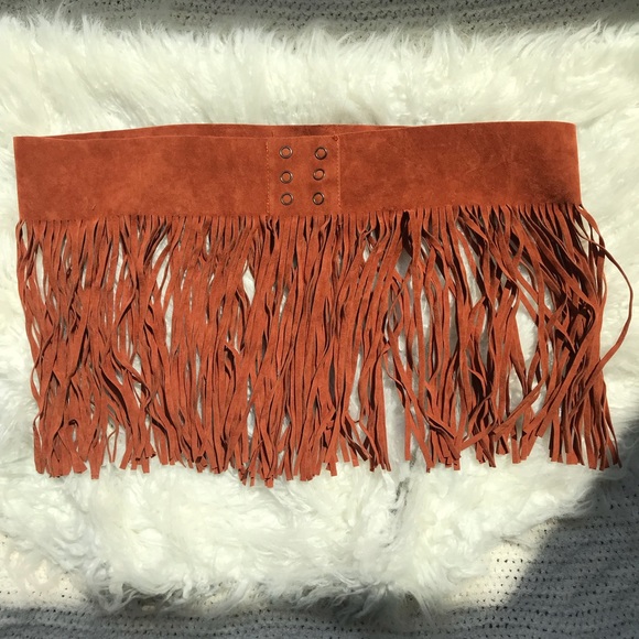 Umgee Accessories - NWOT Umgee Hippie Boho Brown Fringe Belt Size L